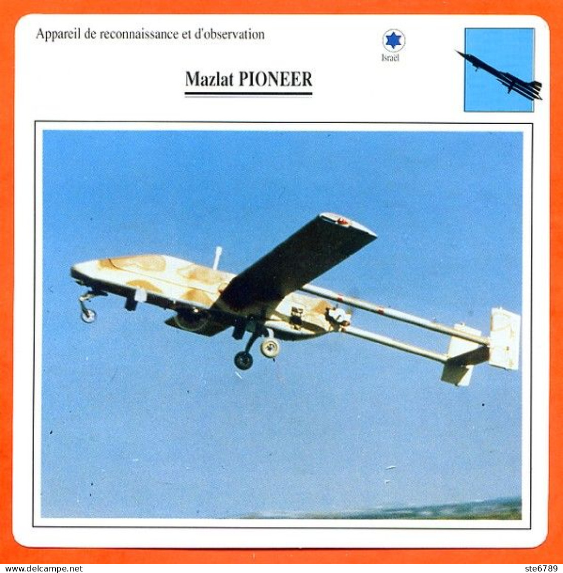 Fiche Aviation Mazlat PIONEER   / Avion Reconnaissance Et Observation Israel  Avions - Avions