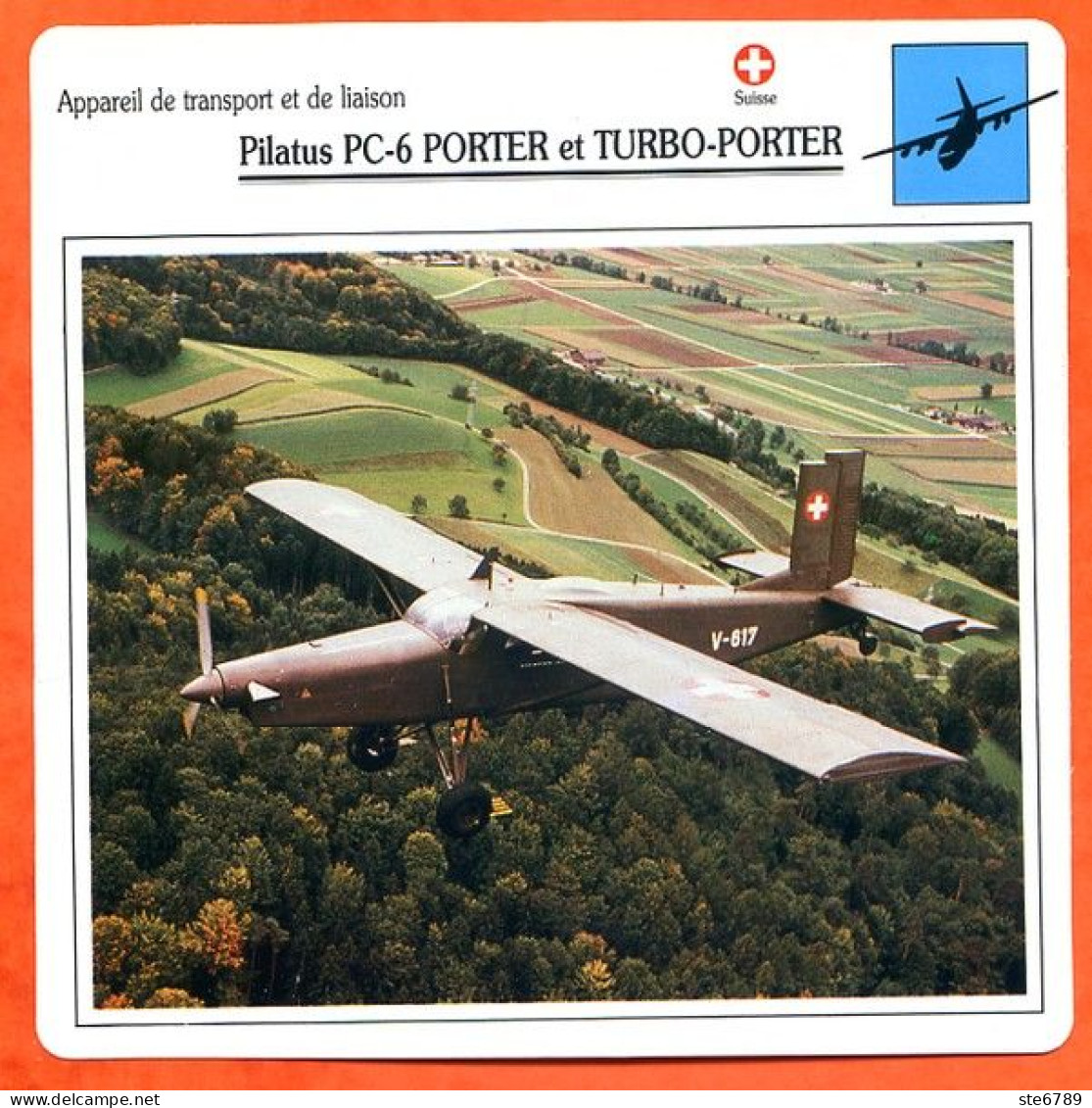 Fiche Aviation Pilatus PC 6 PORTER Et TURBO PORTER / Avion Transport Et Liaison Suisse  Avions - Airplanes