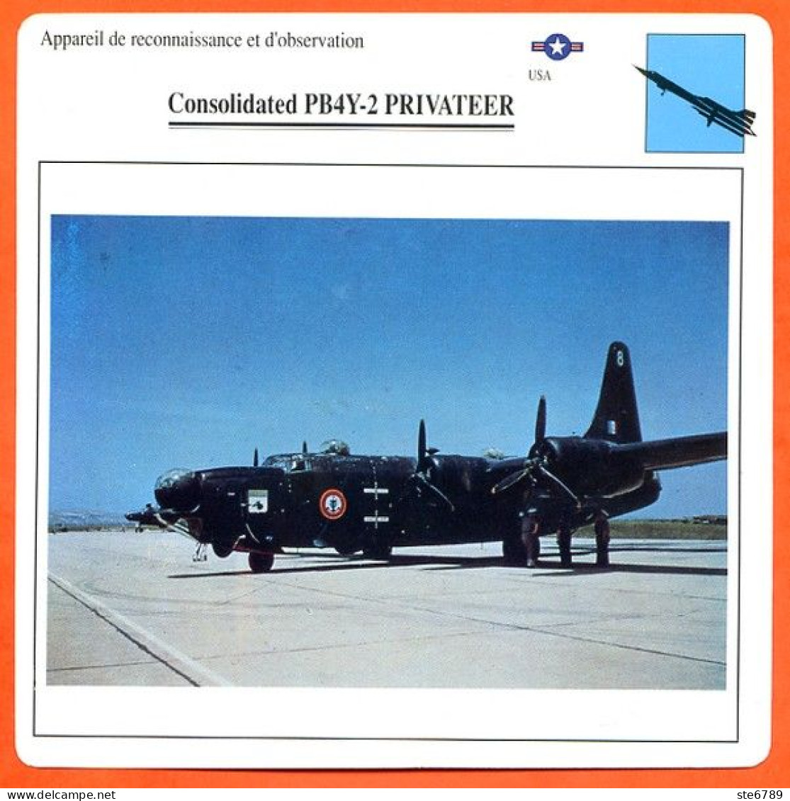 Fiche Aviation Consolidated PB4Y 2 PRIVATEER  / Avion Reconnaissance Et Observation USA  Avions - Airplanes