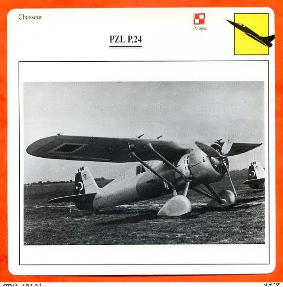 Fiche Aviation PZL P24  / Avion Chasseur Pologne Avions - Flugzeuge