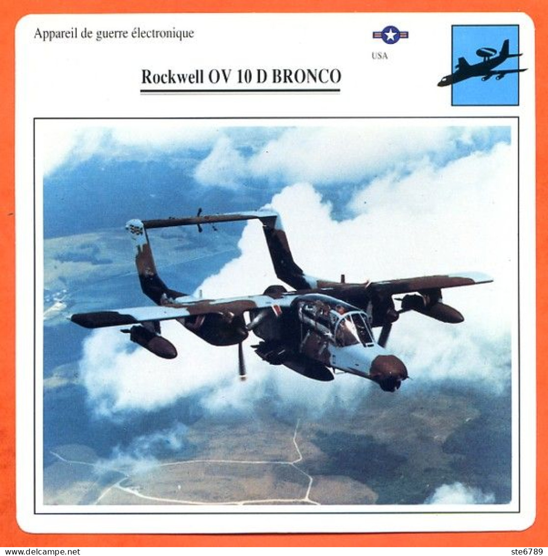 Fiche Aviation Rockwell OV 10 D BRONCO  / Avion De Guerre électronique USA Avions - Aviones