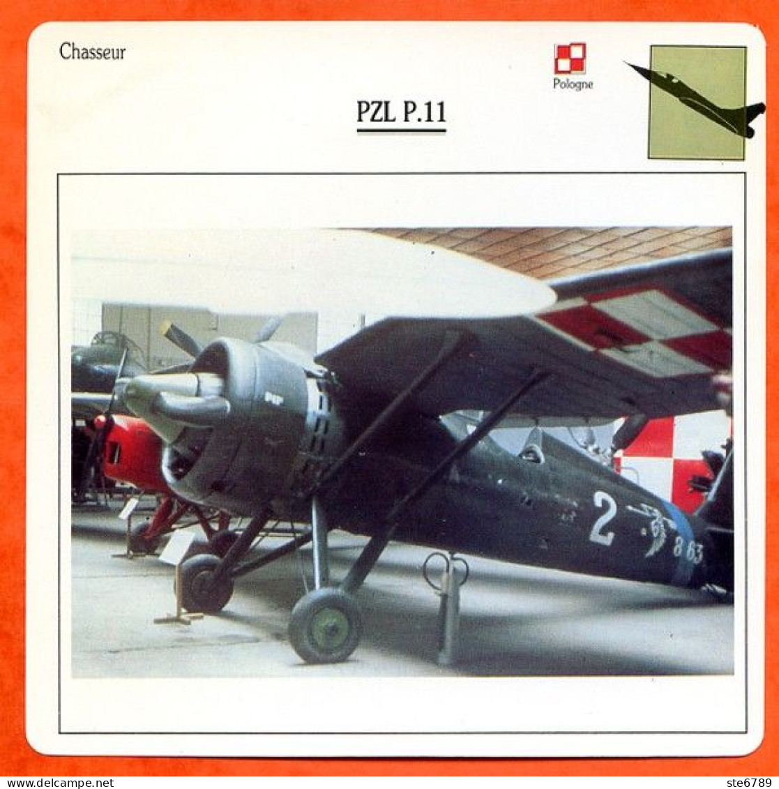 Fiche Aviation PZL P.11 / Avion De Chasse Chasseur Pologne Avions - Vliegtuigen