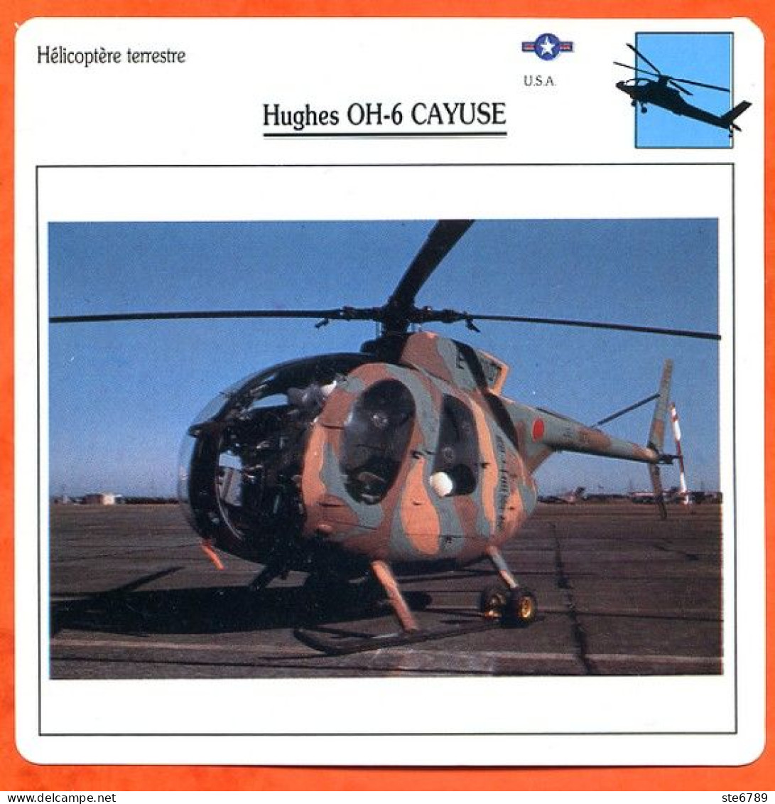 Fiche Aviation Hughes OH 6 CAYUSE  / Hélicoptère Terrestre USA Avions - Aviones