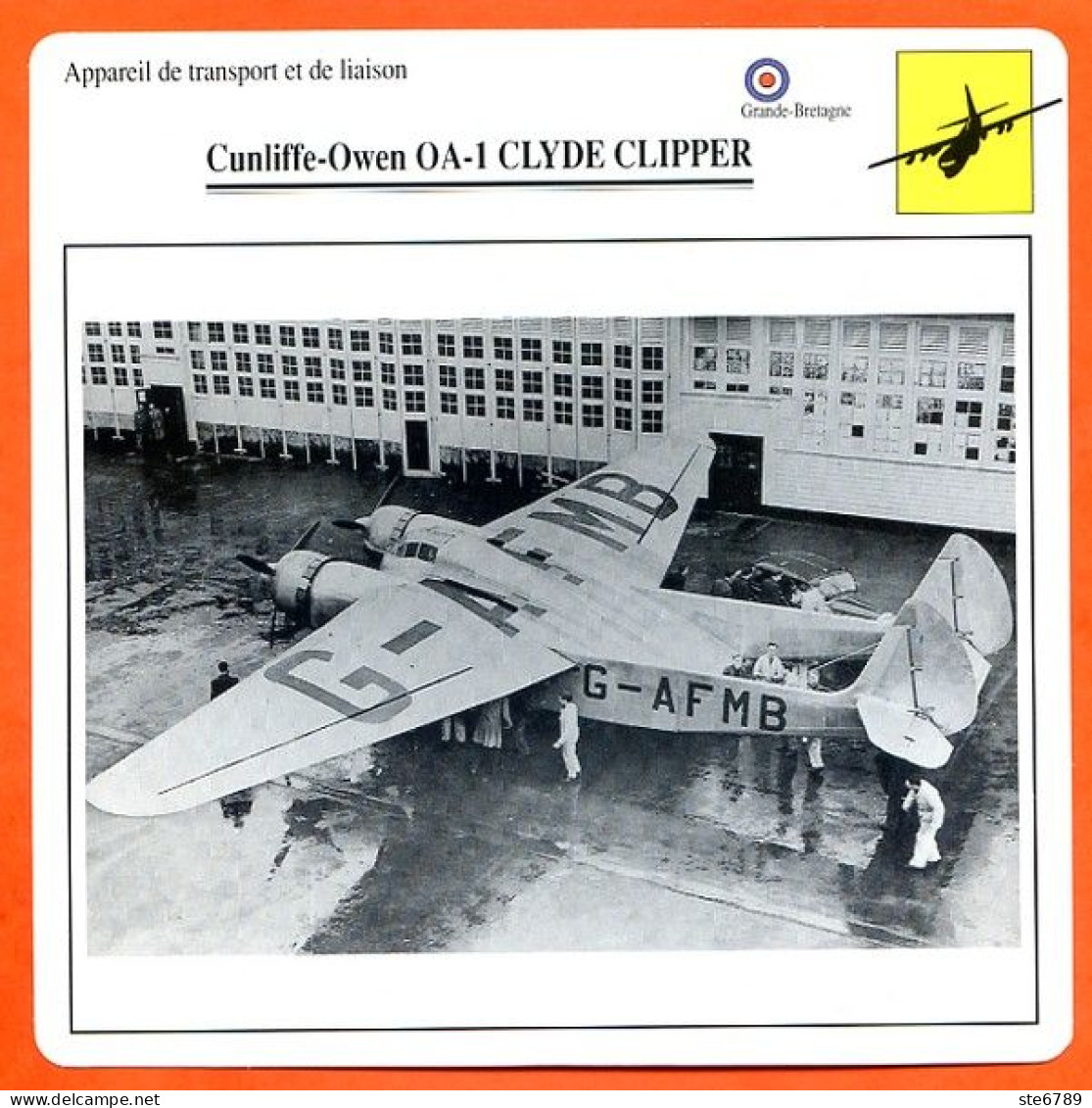 Fiche Aviation Cunliffe Owen OA 1 CLYDE CLIPPER  / Avion Transport Et Liaison UK Avions - Vliegtuigen