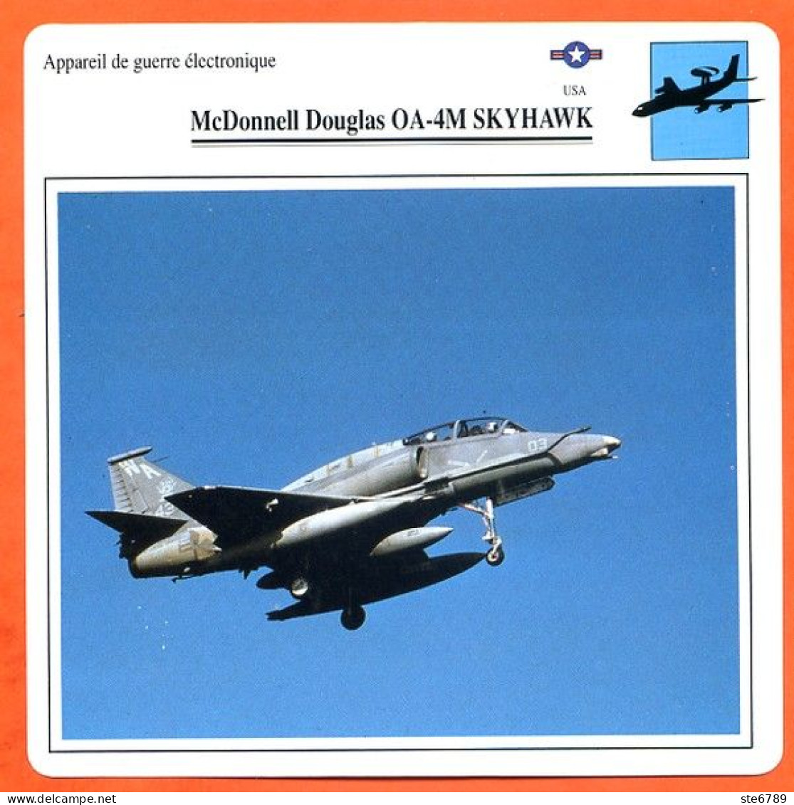 Fiche Aviation McDonnell Douglas OA 4M SKYHAWK   / Avion De Guerre électronique USA Avions - Aerei