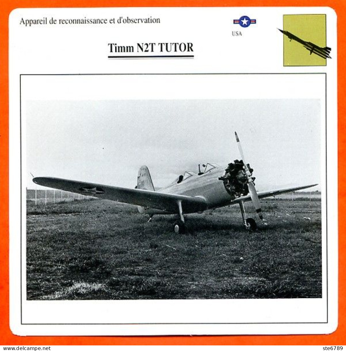 Fiche Aviation Timm N2T TUTOR  / Avion Reconnaissance Et Observation USA Avions - Flugzeuge