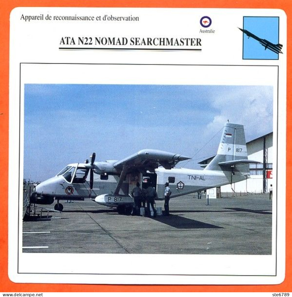 Fiche Aviation ATA N22 NOMAD SEARCHMASTER  / Avion Reconnaissance Et Observation Australie  Avions - Vliegtuigen