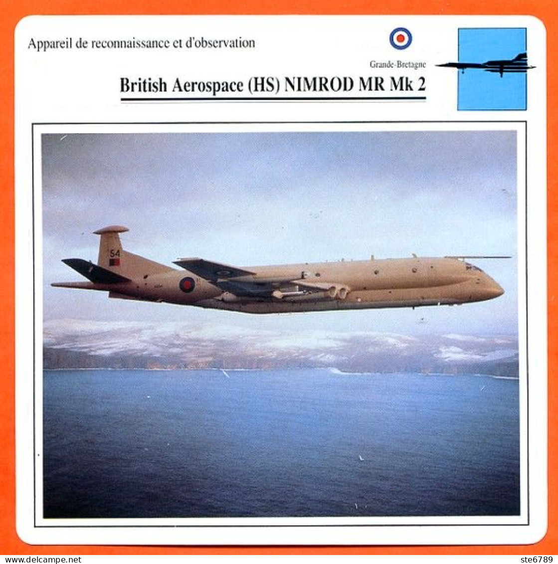 Fiche Aviation British Aerospace NIMROD MR Mk 2  / Avion Reconnaissance Et Observation UK  Avions - Vliegtuigen