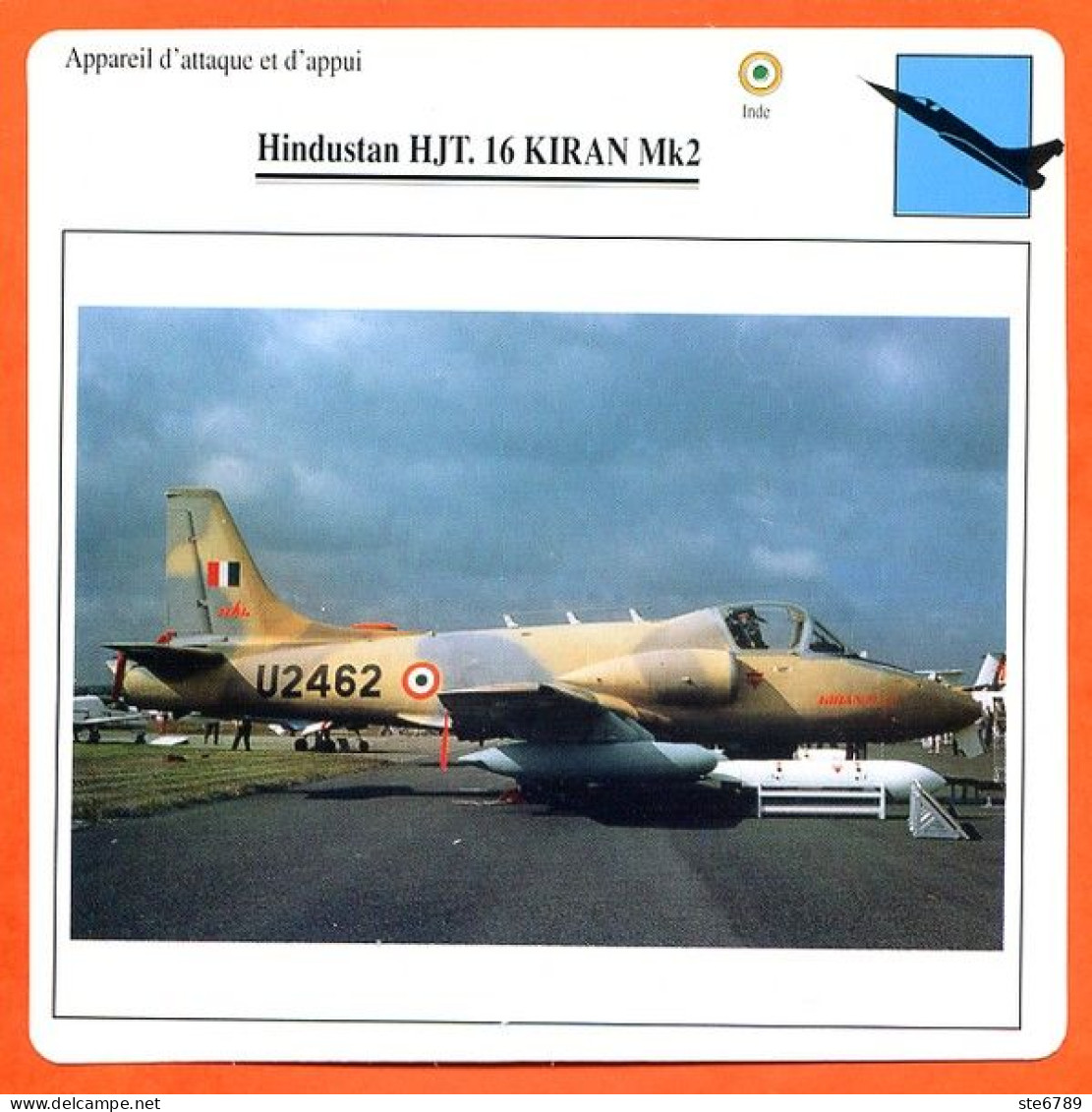 Fiche Aviation Hindustan HJT 16 KIRAN Mk2  / Avion Attaque Et Appui  Inde  Avions - Aviones