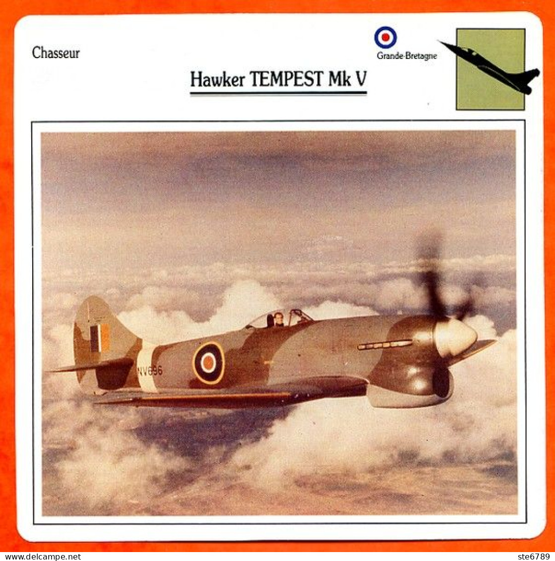 Fiche Aviation Hawker TEMPEST Mk V   / Avion Chasseur UK Avions - Flugzeuge