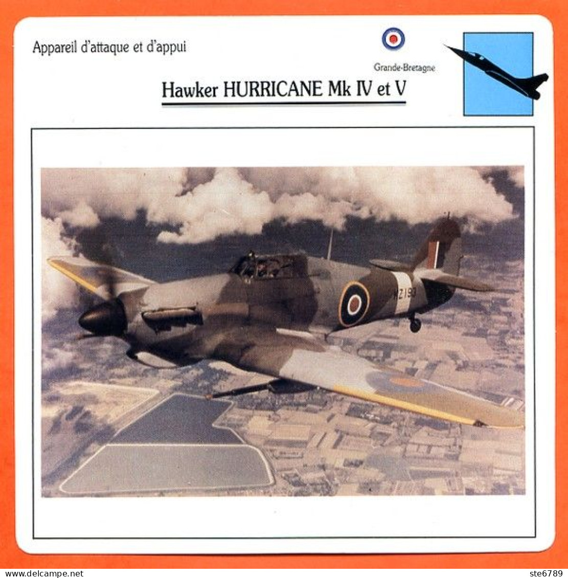 Fiche Aviation Hawker HURRICANE Mk IV  Et V  / Avion Attaque Et Appui  UK Avions - Flugzeuge