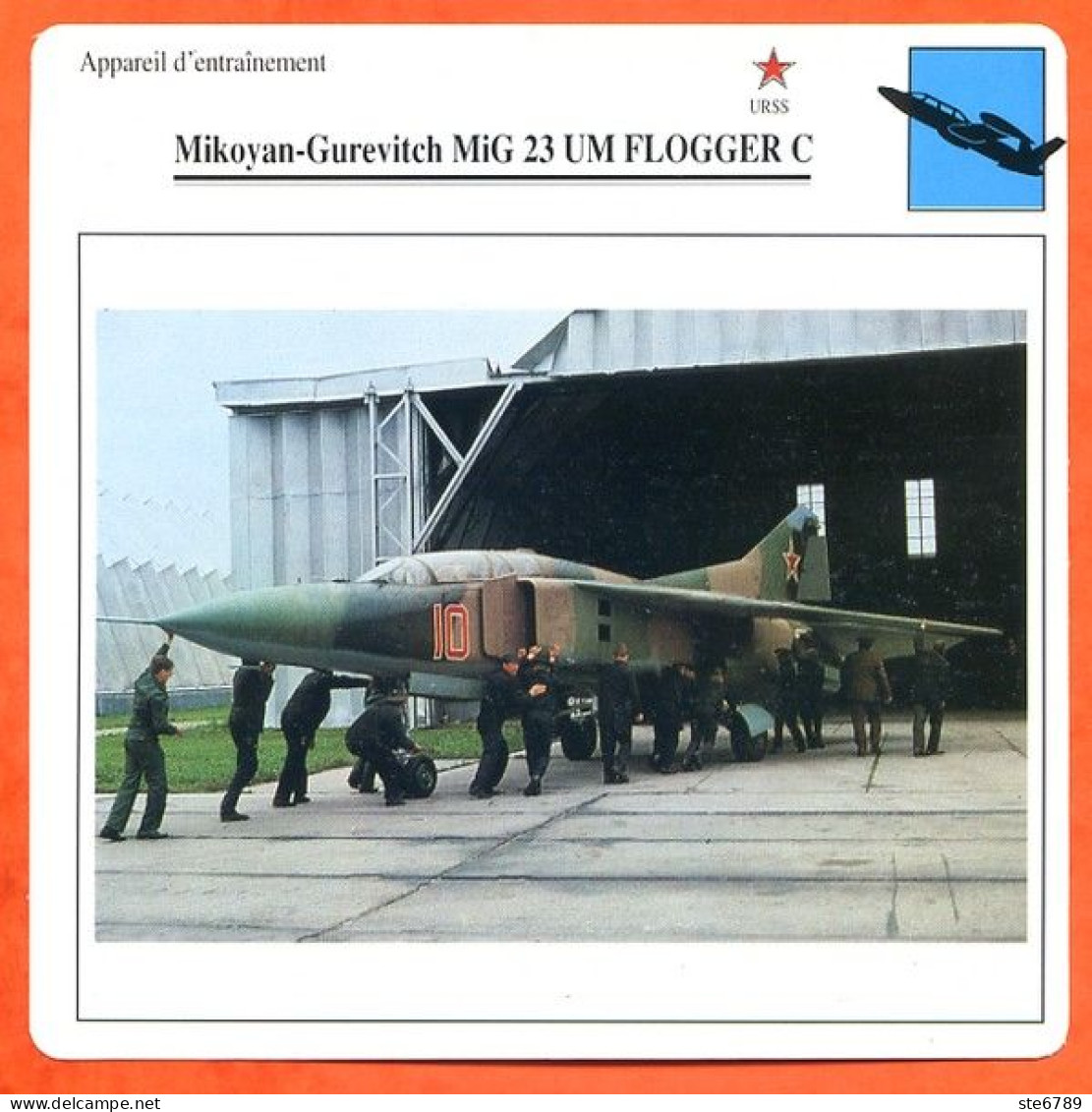 Fiche Aviation Mikoyan Gurevitch MiG 23 UM FLOGGER C  / Avion Appareil D'entrainement URSS Avions - Airplanes