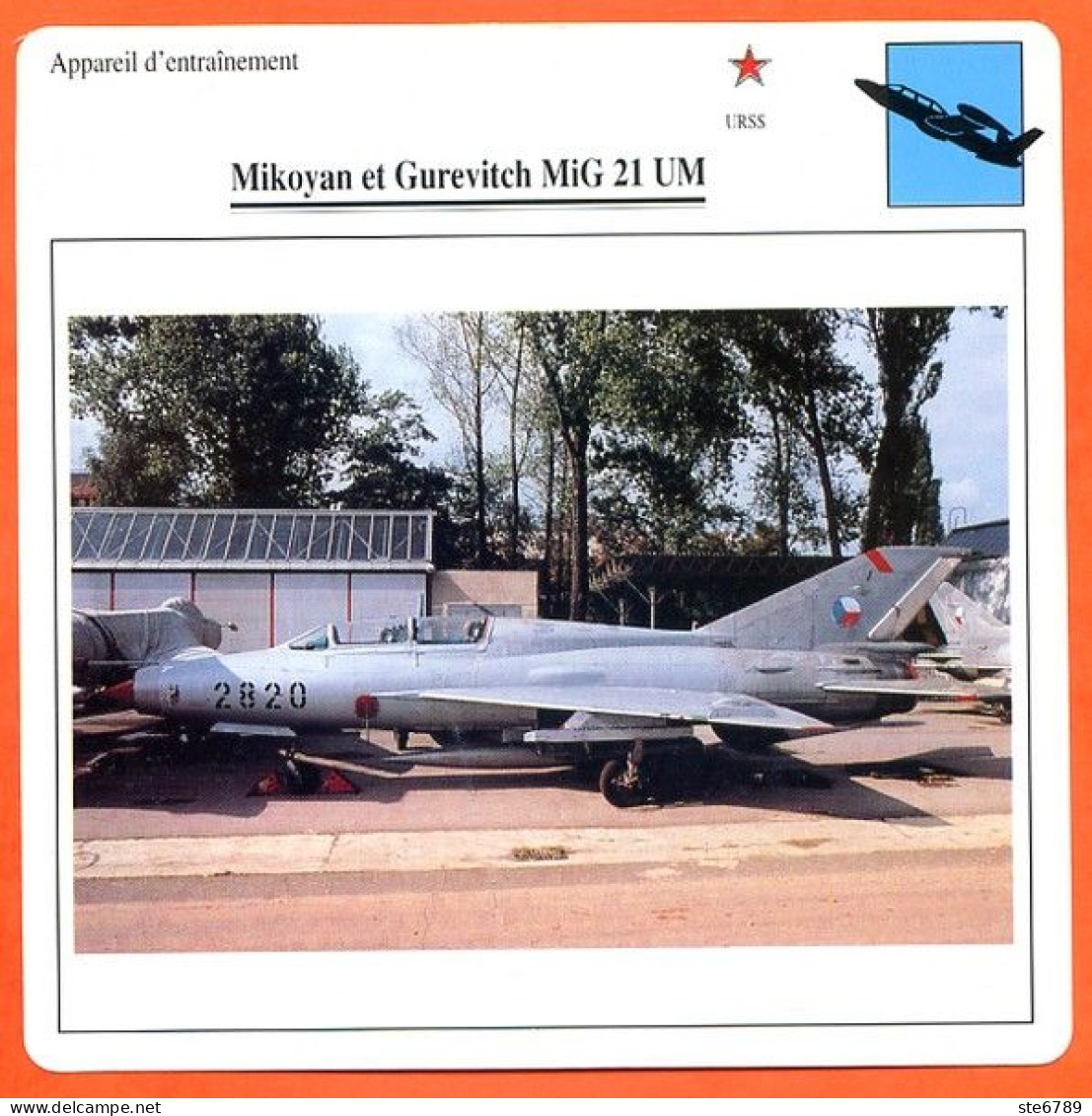 Fiche Aviation Mikoyan Et Gurevitch MiG 21 UM   / Avion Appareil D'entrainement URSS Avions - Airplanes