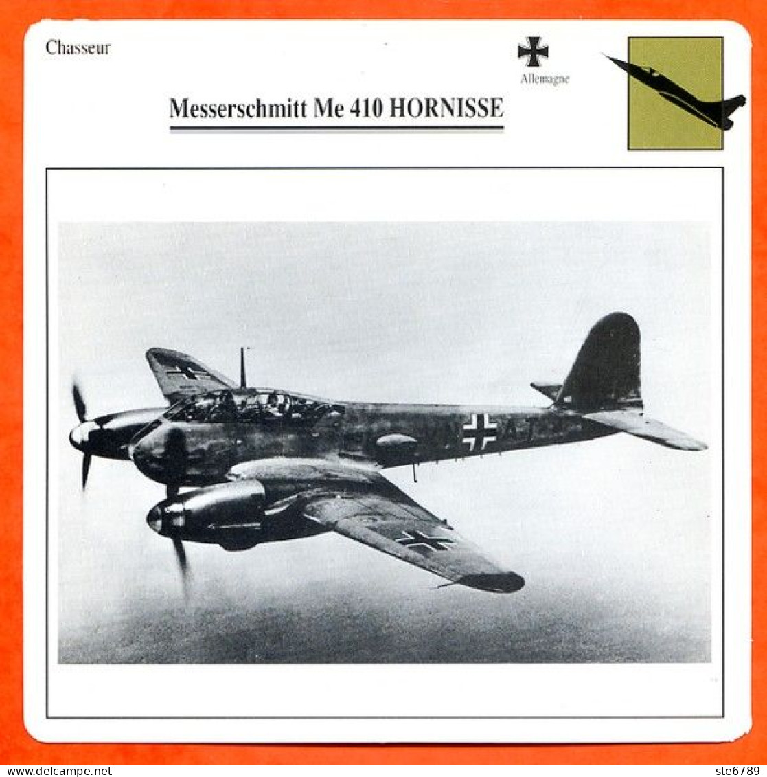 Fiche Aviation MESSERSCHMITT Me 410 HORNISSE  / Avion Chasseur Allemagne Avions - Flugzeuge