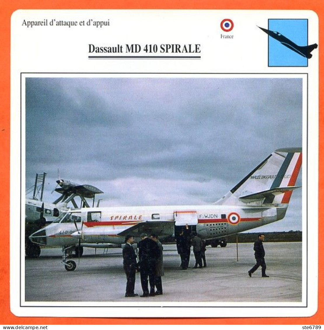 Fiche Aviation Dassault MD 410 SPIRALE  / Avion Attaque Et Appui  France Avions - Avions