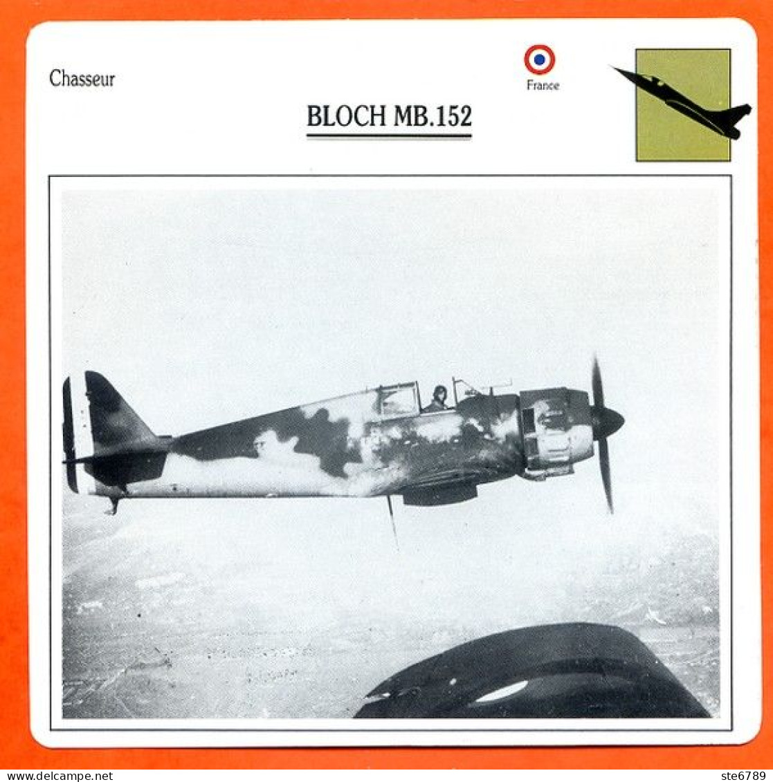 Fiche Aviation BLOCH MB 152 / Avion Chasseur France Avions - Flugzeuge