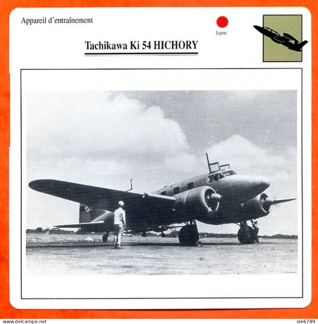 Fiche Aviation Tachikawa Ki 54 HICHORY  / Avion Appareil D'entrainement Japon  Avions - Airplanes