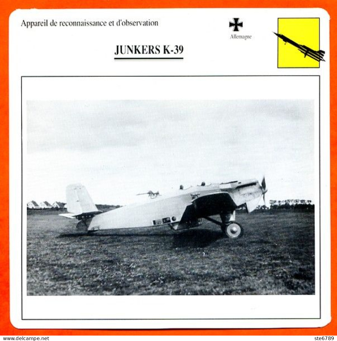 Fiche Aviation JUNKERS K 39 / Avion Reconnaissance Et Observation Allemagne  Avions - Flugzeuge