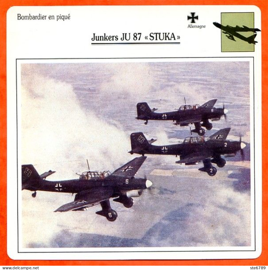 Fiche Aviation Junkers JU 87 STUKA / Avion Bombardier En Piqué  Allemagne  Avions - Avions
