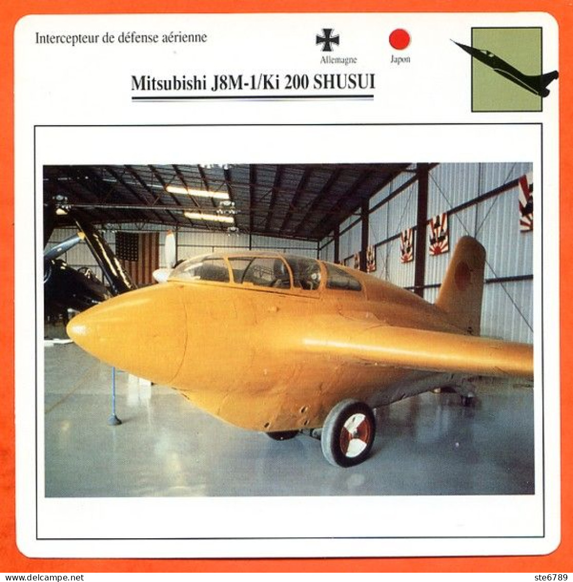 Fiche Aviation Mitsubishi J8M 1/Ki 200 SHUSUI / Avion Chasseur Supériorité Aérienne Allemagne Japon  Avions - Vliegtuigen