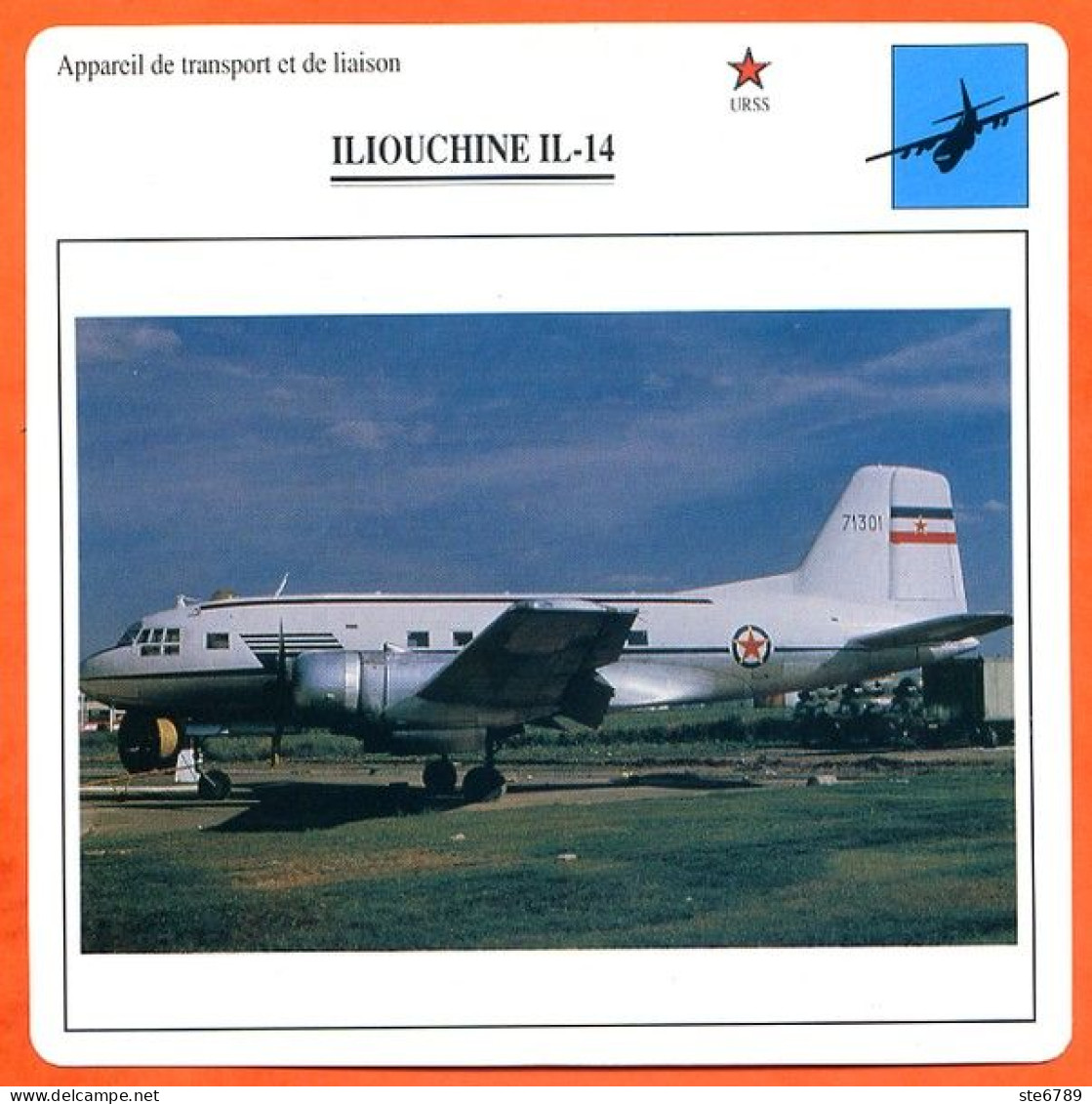 Fiche Aviation ILIOUCHINE IL 14  / Avion Transport Et Liaison URSS Avions - Airplanes