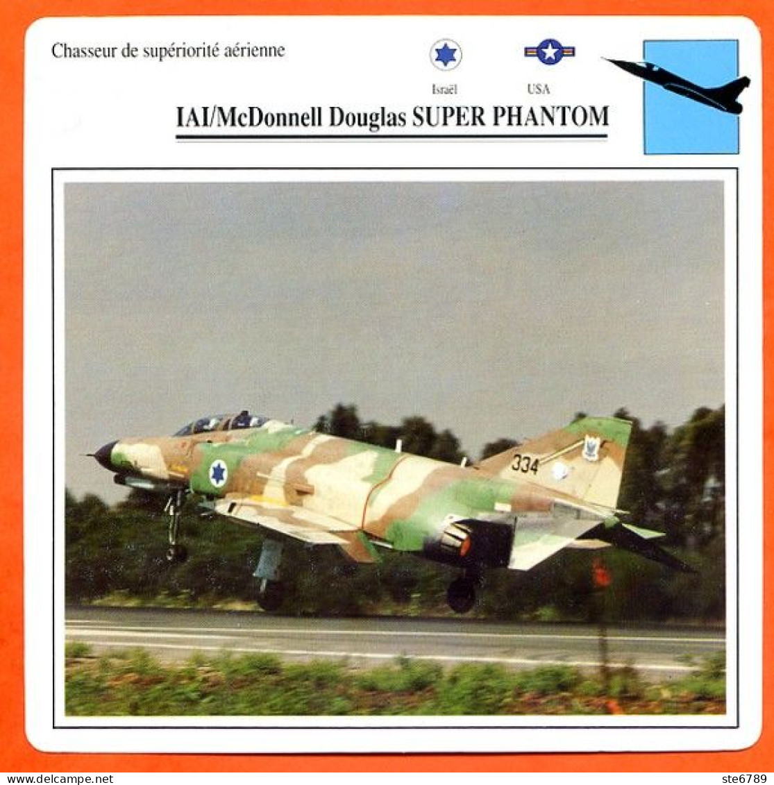 Fiche Aviation IAI/ McDonnell Douglas SUPER PHANTOM / Avion Chasseur Supériorité Aérienne USA Israel Avions - Airplanes