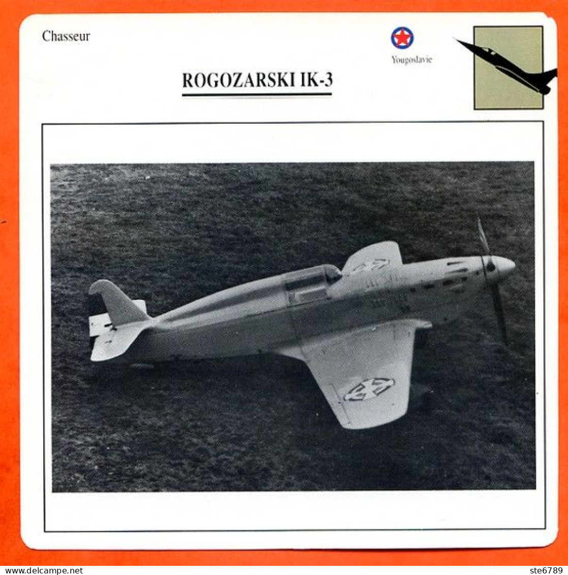 Fiche Aviation ROGOZARSKI IK 3 / Avion Chasseur Yougoslavie  Avions - Airplanes