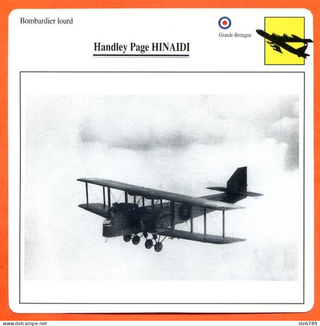 Fiche Aviation Handley Page HINAIDI  / Avion Bombardier Lourd UK Avions - Flugzeuge