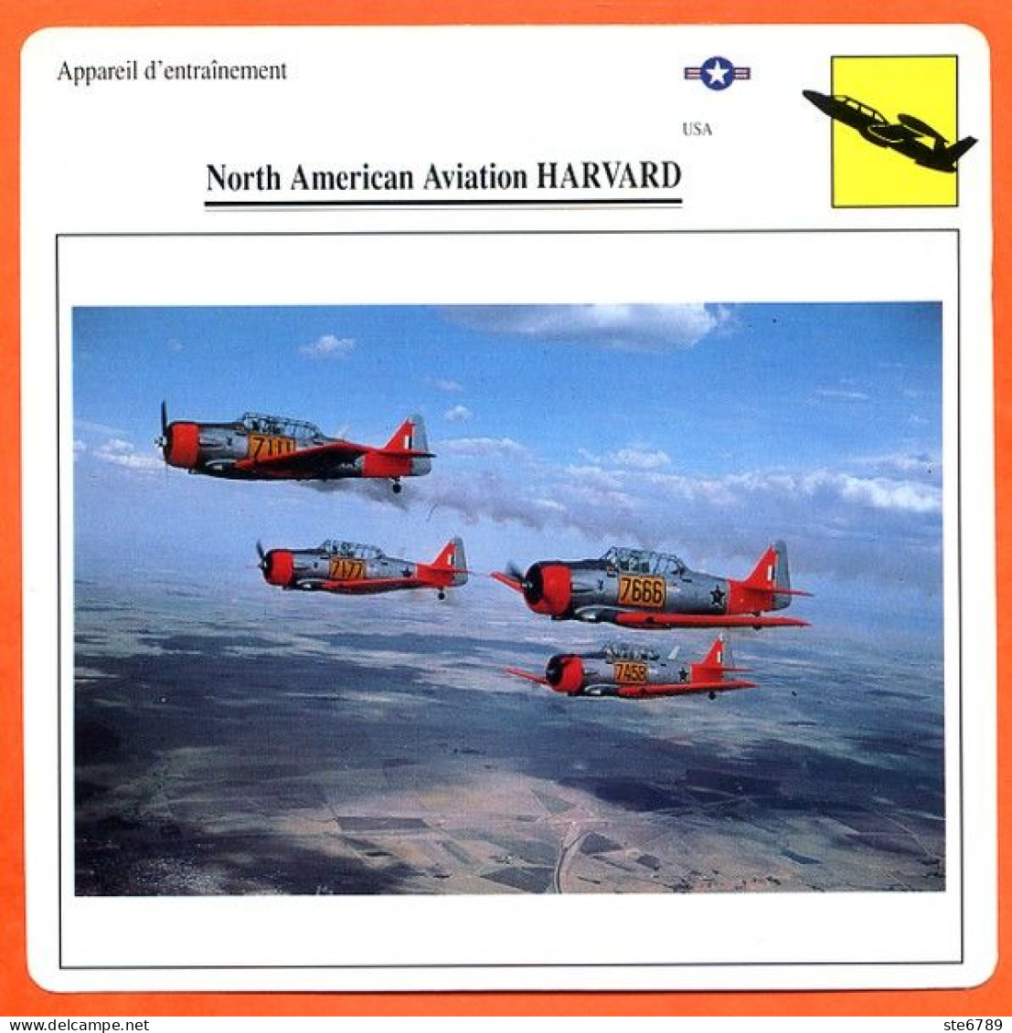 Fiche Aviation North American Aviation HARVARD / Avion Appareil D'entrainement USA Avions - Avions