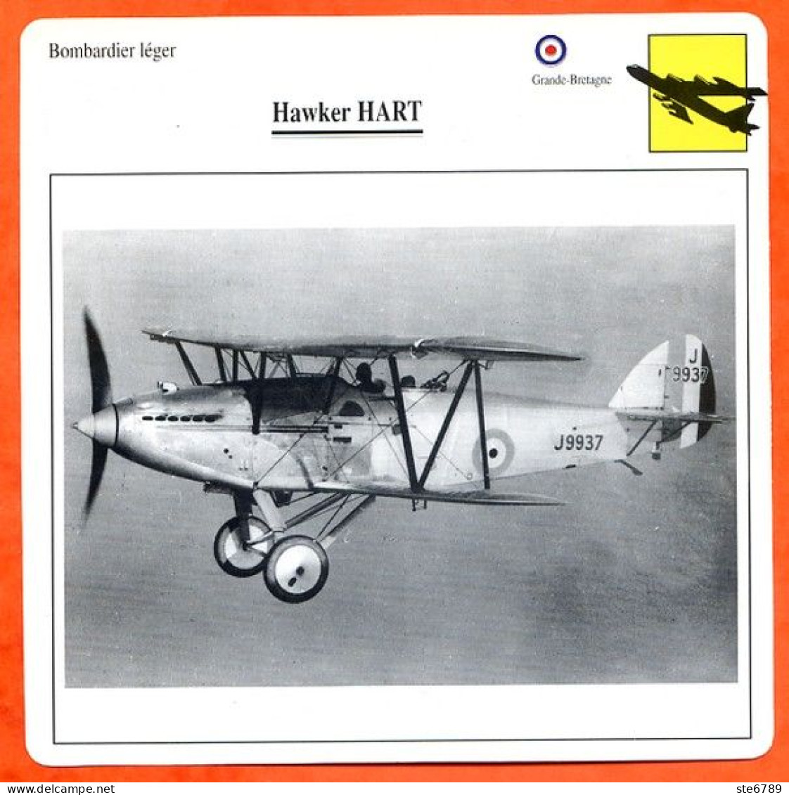 Fiche Aviation Hawker HART   / Avion Bombardier Léger UK  Avions - Vliegtuigen