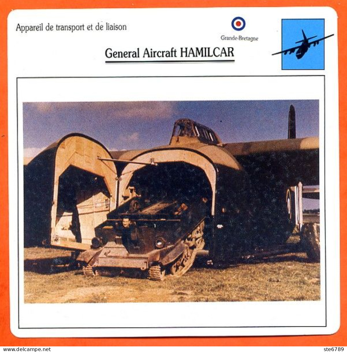 Fiche Aviation General Aircraft HAMILCAR / Avion Transport Et Liaison UK Avions - Airplanes