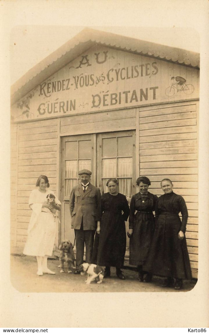 St Herblain * RARE Carte Photo ! * Au Rendez Vous Des Cyclistes GUERIN Débitant Cycles * Commerce Villageois - Saint Herblain