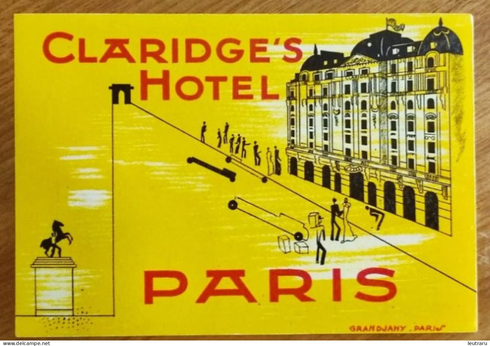 France Paris Claridge's Hotel Label Etiquette Valise - Etiquettes D'hotels
