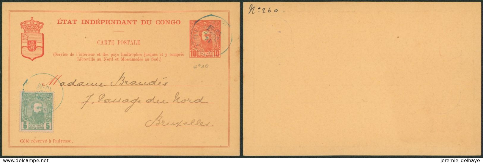 Congo Belge - EP Au Type N°10 (SBEP) + N°6  Obl Simple Cercle Matadi > Bruxelles - Stamped Stationery