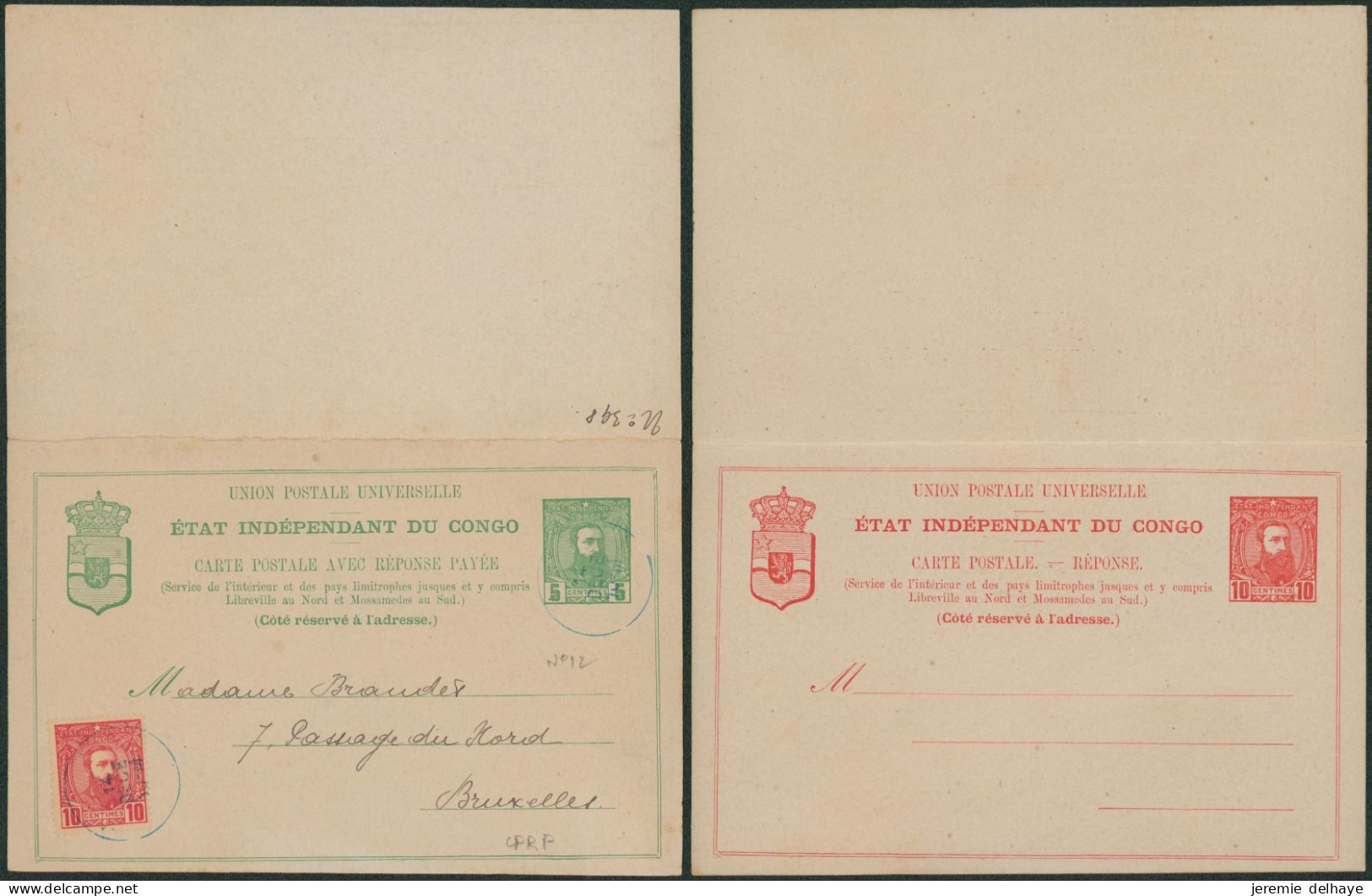 Congo Belge - EP Double Au Type N°12 (SBEP) + N°6 Obl Matadi > Bruxelles - Enteros Postales