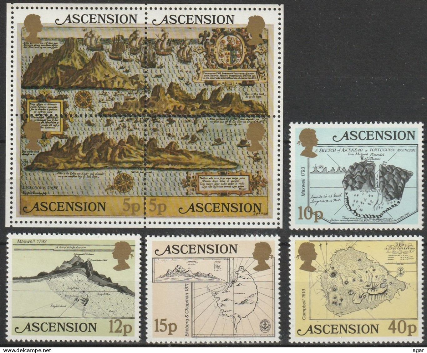 THEMATIC GEOLOGY:   EARLY MAPS OF ASCENSION   -  ASCENSION - Islas