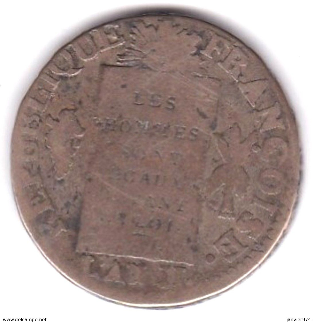 1 Sol Aux Balances 1793 D. Dijon , Tête D'aigle, An II, Type François, Gad# 19 ; 10,8 G – 28 Mm - 1792-1975 Nationalkonvent