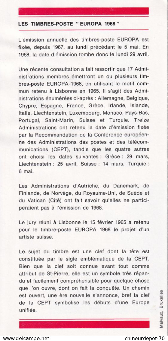 Administration Des Postes Belge émission D'une Serie De Timbres Poste Spéciaux  N° 5 1968 - Brieven En Documenten