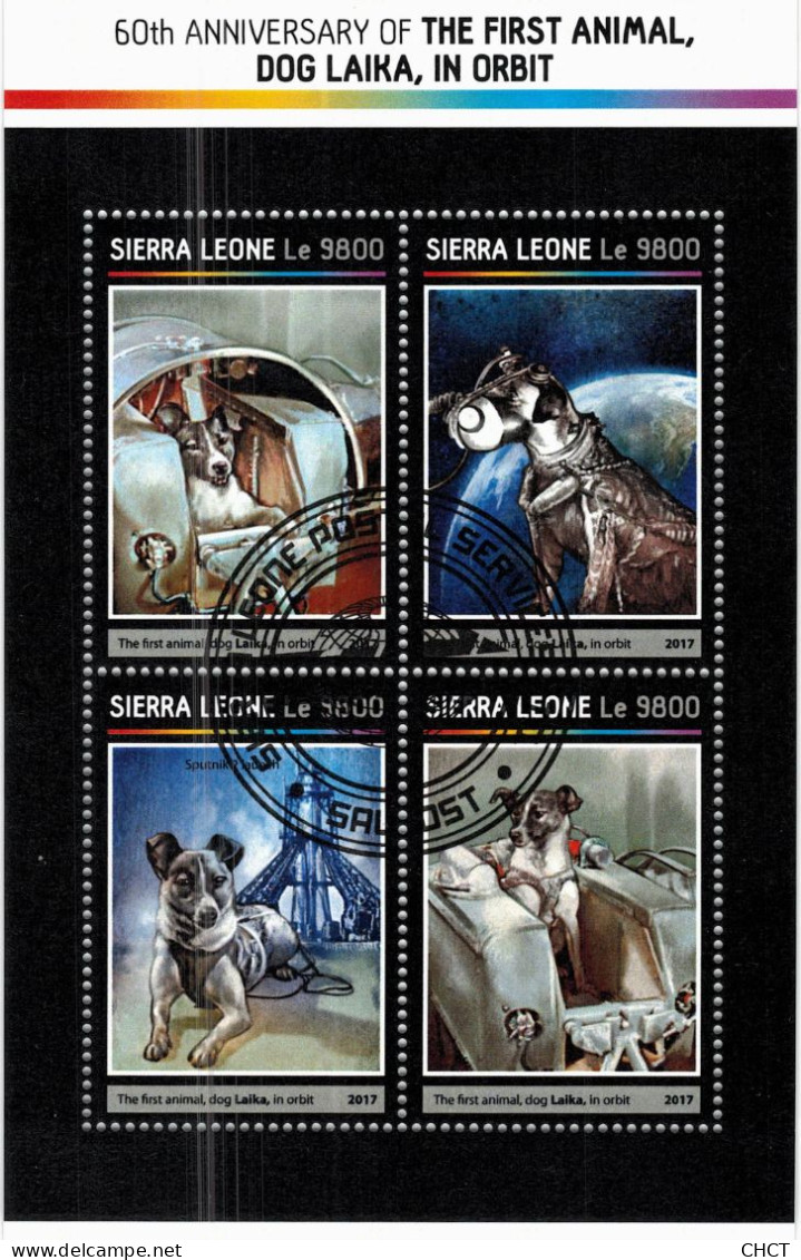 CHCT72 - Dogs, Laika, Space, Cosmos, =Stamp Mini Sheet, Used CTO, 2017, Sierra Leone - Sierra Leone (1961-...)