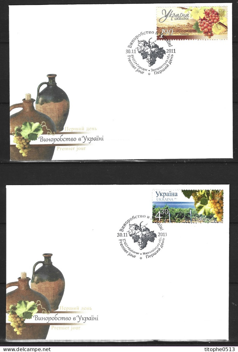 UKRAINE. N°1031-2 De 2011 Sur 2 Enveloppes 1er Jour. Vignobles Ukrainiens. - Vinos Y Alcoholes