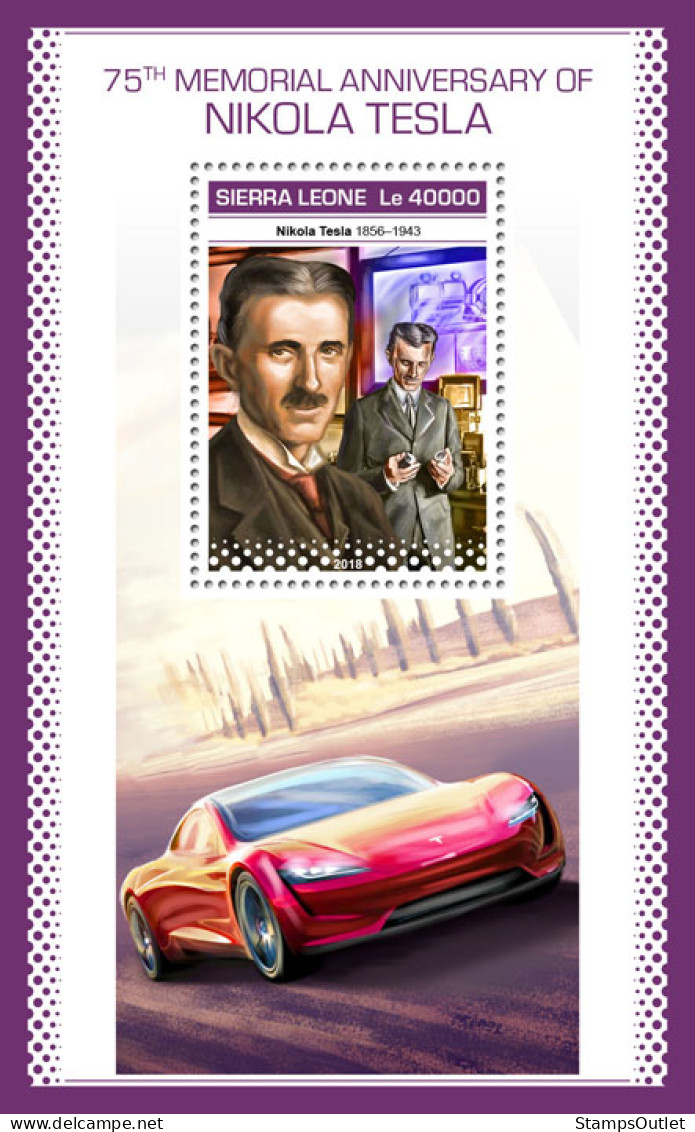 SIERRA LEONE 2018 MNH  Nikola Tesla  Michel Code:  10349 / Bl.1578. Scott Code: 5012. Yvert&Tellier Code: 1549 - Sierra Leone (1961-...)