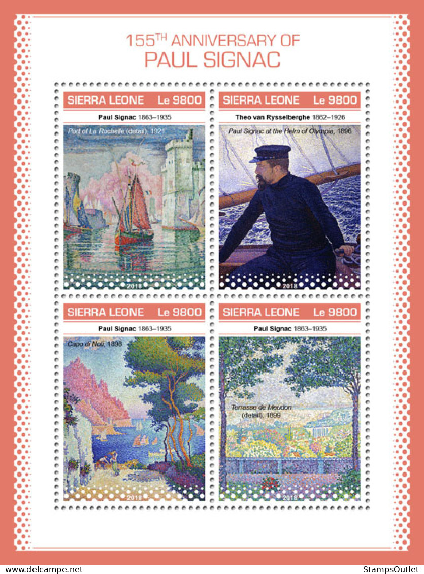 SIERRA LEONE 2018 MNH  Paul Signac  Michel Code: 10340-10343. Scott Code: 4998. Yvert&Tellier Code: 8381-8384 - Sierra Leone (1961-...)