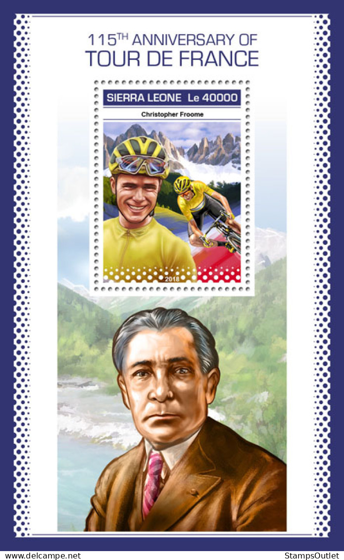 SIERRA LEONE 2018 MNH  Tour De France  Michel Code:  10389 / Bl.1586. Scott Code: 5019. Yvert&Tellier Code: 1561 - Sierra Leone (1961-...)