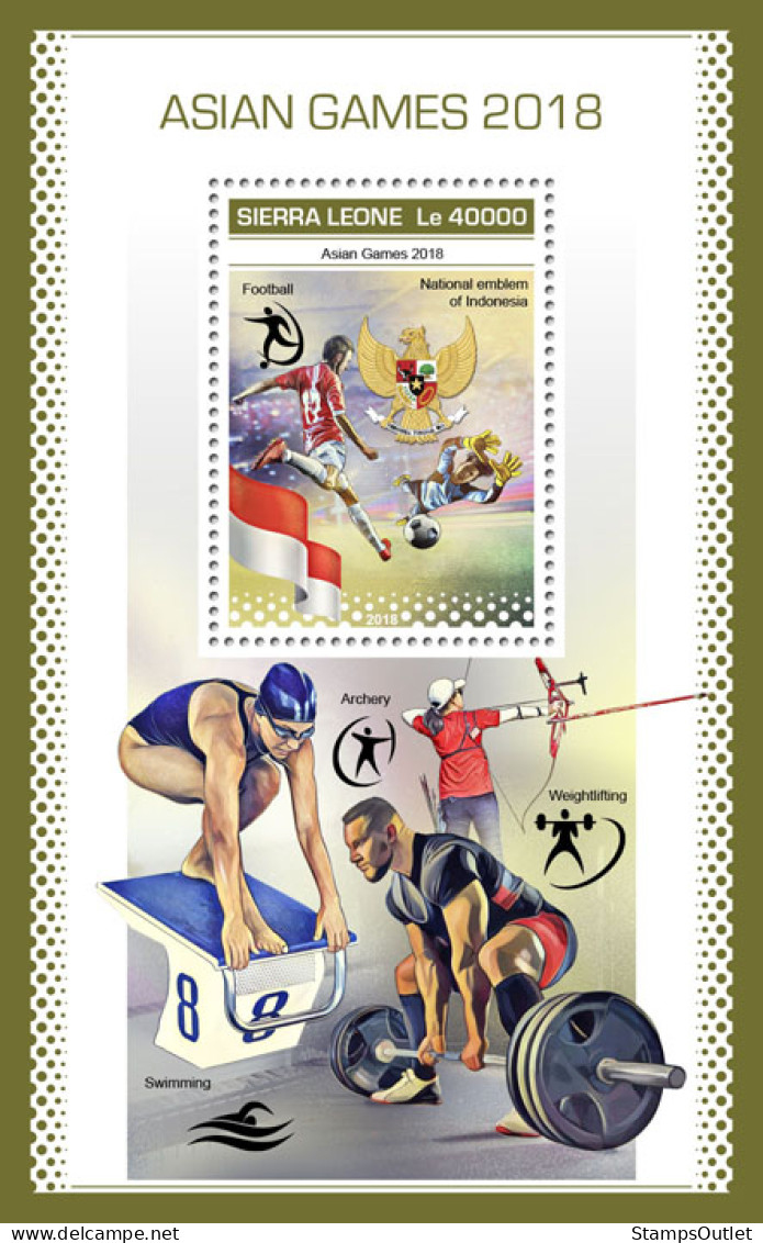 SIERRA LEONE 2018 MNH   Asian Games 2018  Michel Code:  10394 / Bl.1587. Scott Code: 5018. Yvert&Tellier Code: 1562 - Sierra Leone (1961-...)