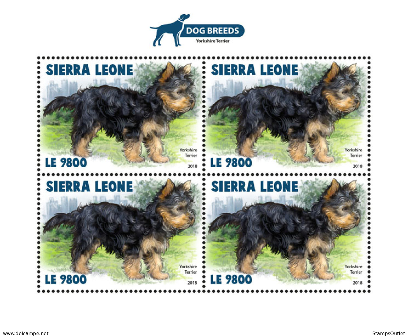 SIERRA LEONE 2018 MNH   Dogs  Michel Code: 10395. Scott Code: 4989. Yvert&Tellier Code: 8433 - Sierra Leone (1961-...)