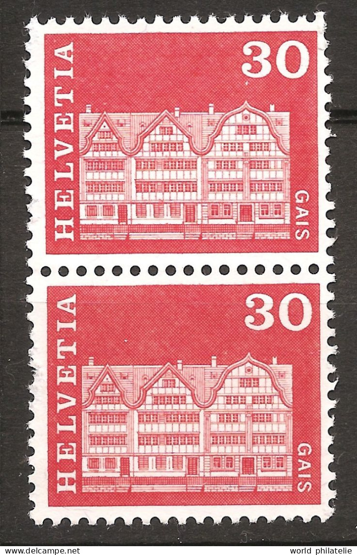 Suisse Helvetia 1968 N° 819 Iso X 2 ** Courant, Architecture, Maison, Gais, Canton, Appenzell Rhodes-Extérieures - Unused Stamps