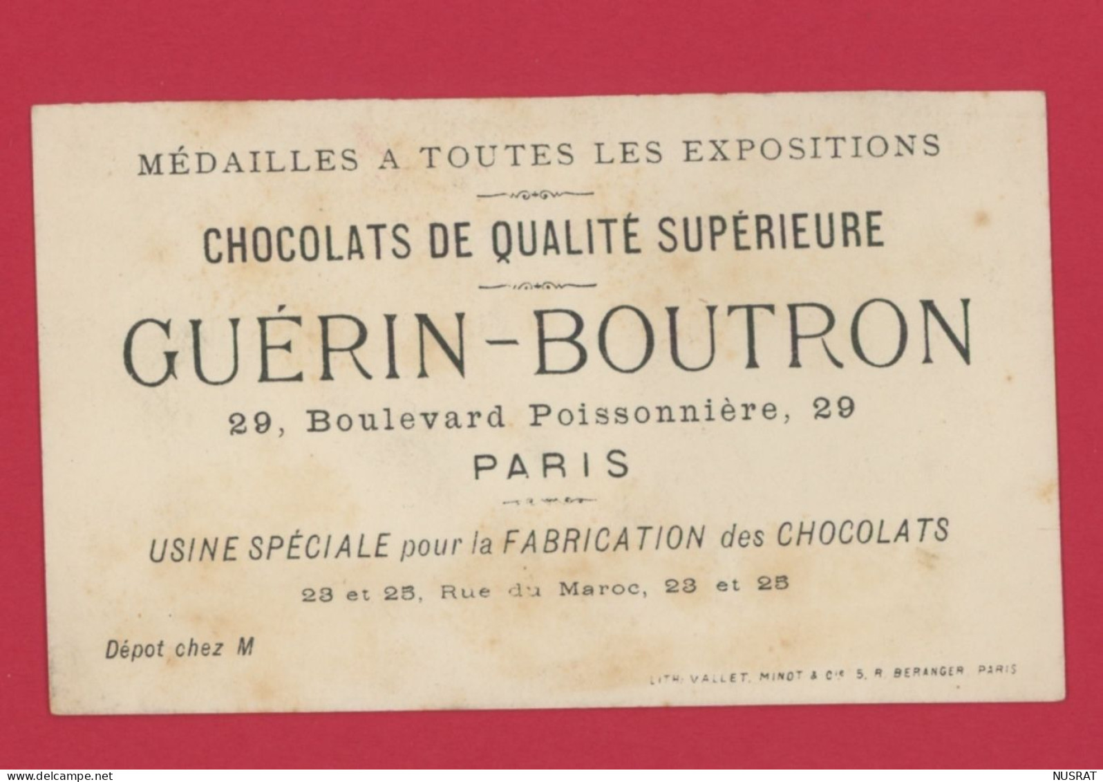 Chocolat Guérin Boutron, Jolie Chromo Lith. Vallet Minot, Fillettes, Bébé Dans Son Landau, Tout Doucement Bébé Dort - Guerin Boutron