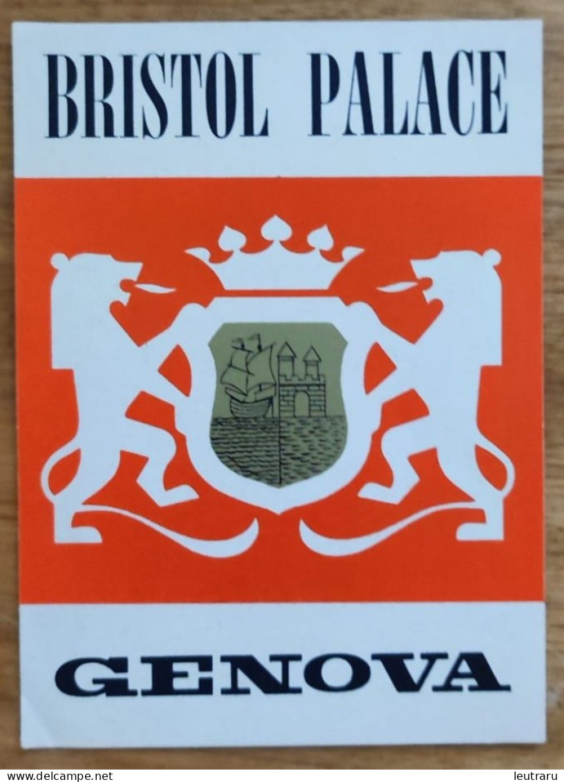 Italy Genova Bristol Palace Hotel Label Etiquette Valise - Hotel Labels