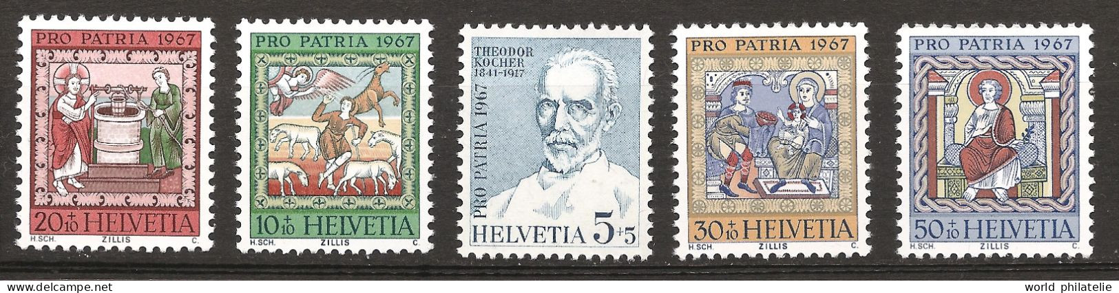 Suisse Helvetia 1967 N° 786 / 90 ** Theodor Kocher, Chirurgie, Nobel, Puit, Chèvre, Mouton, Berger, Adoration Des Mages - Nuevos