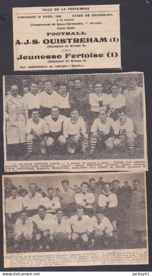 61 - La Ferte Mace - Articles De Journaux Découpées Football Saison 1948 - 1950 Environ - (20 Articles) - Ohne Zuordnung